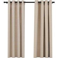 Berkfield Home Linen-Look Blackout Curtains with Grommets 2pcs Beige 140x175cm | Size: 140x175 cm