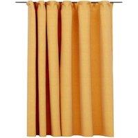 Berkfield Home Linen-Look Blackout Curtain with Hooks Yellow 290x245 cm