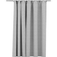 Berkfield Home Linen-Look Blackout Curtain with Hooks Grey 290x245 cm