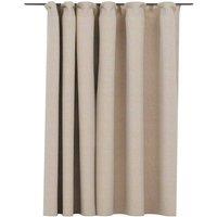 Berkfield Home Linen-Look Blackout Curtain with Hooks Beige 290x245 cm