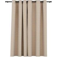 Berkfield Home Linen-Look Blackout Curtain with Grommets Beige 290x245cm | Size: 290x245 cm