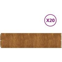 Berkfield Home Lawn Edgings 20 pcs 25x103 cm Flexible Weathering Steel in Brown