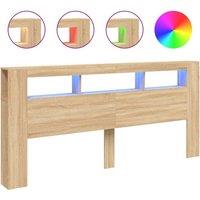 Berkfield Home LED Headboard Sonoma Oak 220x18.5x103.5 cm Engineered Wood in Brown
