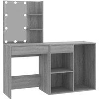 Berkfield Home LED Dressing Table with Cabinet Grey Sonoma Engineered Wood