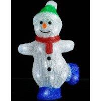 Berkfield Home LED Christmas Acrylic Snowman Figure Indoor & Outdoor 30cm in White