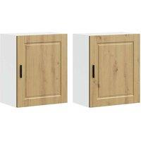Berkfield Home Kitchen Wall Cabinets 2 pcs Porto Artisan Oak Engineered Wood in Brown