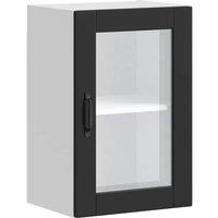 Berkfield Home Kitchen Wall Cabinet with Glass Door Porto Black