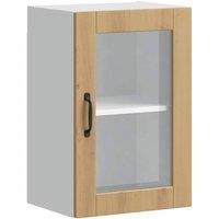Berkfield Home Kitchen Wall Cabinet with Glass Door Porto Artisan Oak in Brown
