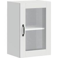 Berkfield Home Kitchen Wall Cabinet with Glass Door Porto White