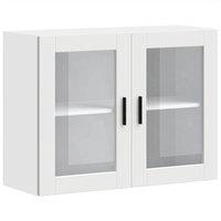 Berkfield Home Kitchen Wall Cabinet with Glass Door Porto White