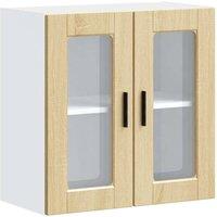 Berkfield Home Kitchen Wall Cabinet with Glass Door Porto Sonoma Oak in Brown
