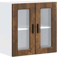Berkfield Home Kitchen Wall Cabinet with Glass Door Porto Smoked Oak in Brown