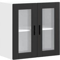 Berkfield Home Kitchen Wall Cabinet with Glass Door Porto Black