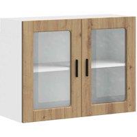 Berkfield Home Kitchen Wall Cabinet with Glass Door Porto Artisan Oak in Brown