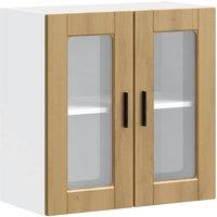 Berkfield Home Kitchen Wall Cabinet with Glass Door Porto Artisan Oak in Brown