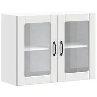 Berkfield Home Kitchen Wall Cabinet with Glass Door Lucca White Engineered Wood