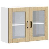 Berkfield Home Kitchen Wall Cabinet with Glass Door Lucca Sonoma Oak Engineered Wood in Brown