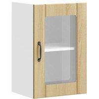Berkfield Home Kitchen Wall Cabinet with Glass Door Lucca Sonoma Oak in Brown