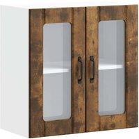 Berkfield Home Kitchen Wall Cabinet with Glass Door Lucca Smoked Oak Engineered Wood in Brown
