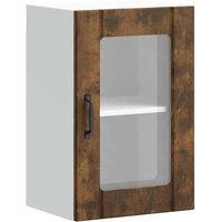 Berkfield Home Kitchen Wall Cabinet with Glass Door Lucca Smoked Oak in Brown