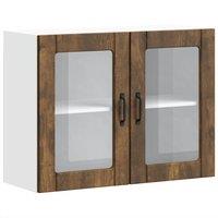 Berkfield Home Kitchen Wall Cabinet with Glass Door Lucca Smoked Oak Engineered Wood in Brown