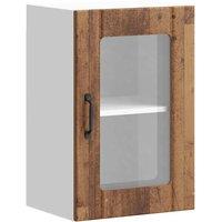 Berkfield Home Kitchen Wall Cabinet with Glass Door Lucca Old Wood in Brown