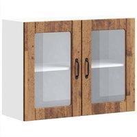 Berkfield Home Kitchen Wall Cabinet with Glass Door Lucca Old Wood Engineered Wood in Brown