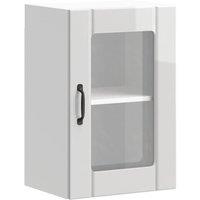 Berkfield Home Kitchen Wall Cabinet with Glass Door Lucca High Gloss White
