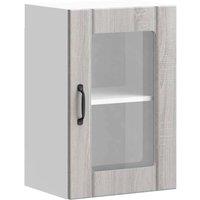 Berkfield Home Kitchen Wall Cabinet with Glass Door Lucca Grey Sonoma