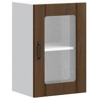 Berkfield Home Kitchen Wall Cabinet with Glass Door Lucca Brown Oak