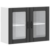 Berkfield Home Kitchen Wall Cabinet with Glass Door Lucca Black Engineered Wood