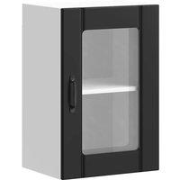 Berkfield Home Kitchen Wall Cabinet with Glass Door Lucca Black