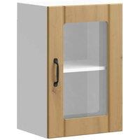 Berkfield Home Kitchen Wall Cabinet with Glass Door Lucca Artisan Oak in Brown