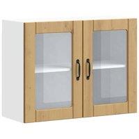 Berkfield Home Kitchen Wall Cabinet with Glass Door Lucca Artisan Oak Engineered Wood in Brown