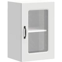 Berkfield Home Kitchen Wall Cabinet with Glass Door Kalmar White Engineered Wood