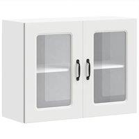 Berkfield Home Kitchen Wall Cabinet with Glass Door Kalmar White Engineered Wood
