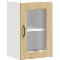 Berkfield Home Kitchen Wall Cabinet with Glass Door Kalmar Sonoma Oak Engineered Wood in Brown