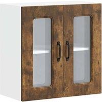 Berkfield Home Kitchen Wall Cabinet with Glass Door Kalmar Smoked Oak Engineered Wood in Brown