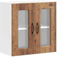 Berkfield Home Kitchen Wall Cabinet with Glass Door Kalmar Old Wood Engineered Wood in Brown