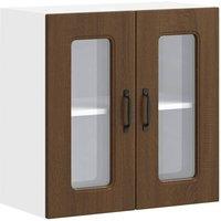 Berkfield Home Kitchen Wall Cabinet with Glass Door Kalmar Brown Oak Engineered Wood