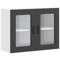 Berkfield Home Kitchen Wall Cabinet with Glass Door Kalmar Black Engineered Wood