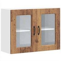 Berkfield Home Kitchen Wall Cabinet with Glass Door Kalmar Old Wood Engineered Wood in Brown
