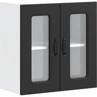 Berkfield Home Kitchen Wall Cabinet with Glass Door Kalmar Black Engineered Wood