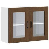 Berkfield Home Kitchen Wall Cabinet with Glass Door Kalmar Brown Oak Engineered Wood