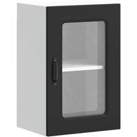 Berkfield Home Kitchen Wall Cabinet with Glass Door Kalmar Black Engineered Wood