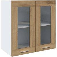 Berkfield Home Kitchen Wall Cabinet with Glass Door Artisan Oak 60x31x60 cm in Brown | Size: 60 x 31 x 60 cm
