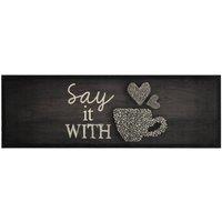 Berkfield Home Kitchen Rug Washable Cup Black 60x180 cm Velvet
