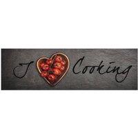 Berkfield Home Kitchen Rug Washable Cooking Text 45x150 cm Velvet in Grey