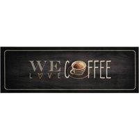 Berkfield Home Kitchen Rug Washable Coffee Text 60x180 cm Velvet in Black