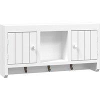 Berkfield Home Key Cabinet White 40x8.5x20 cm Engineered Wood&Steel